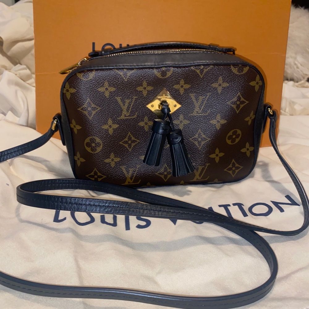 Authentic Louis Vuitton Black Monogram Canvas Saintonge Bag